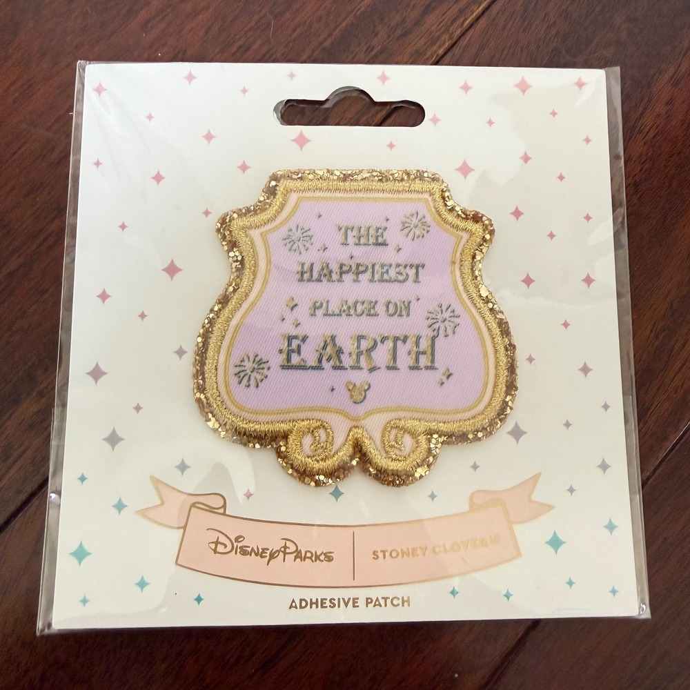 Disney Stoney Clover Lane Happiest Place on Earth Patch Pink Gold NEW Parks